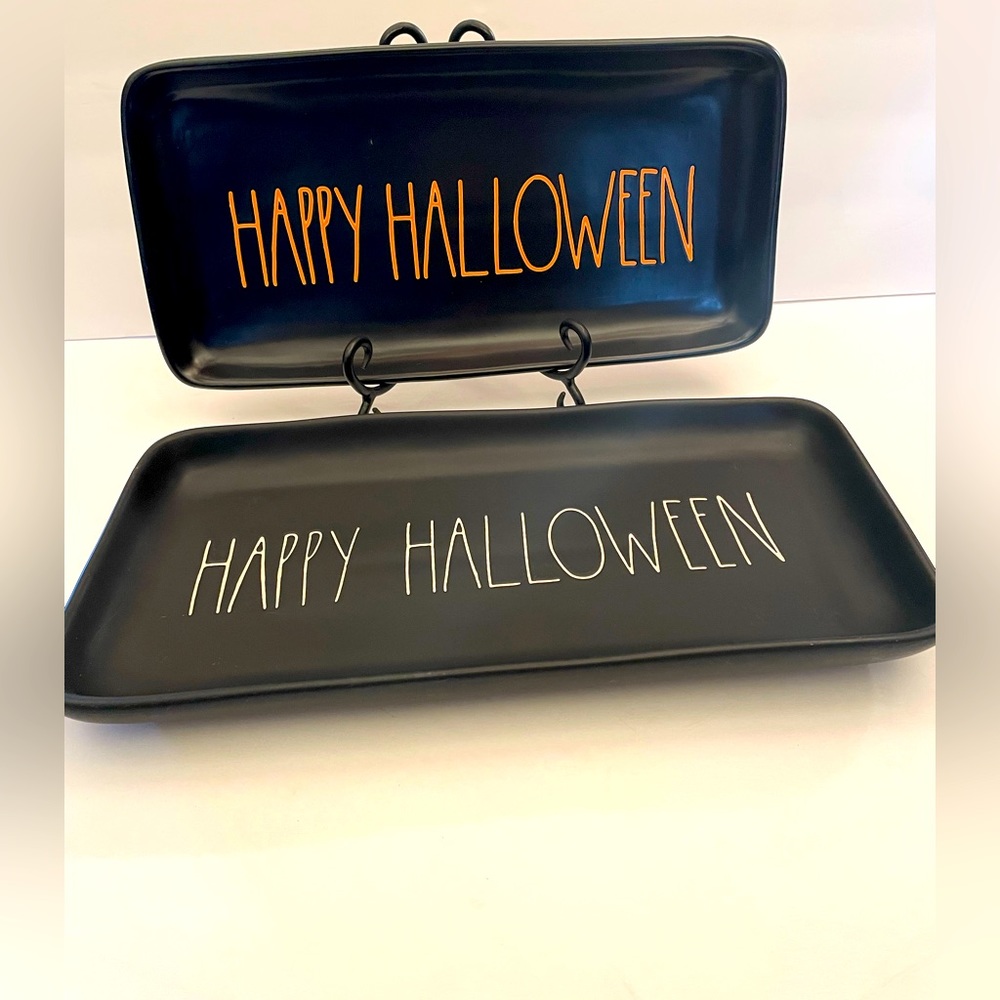Rae Dunn Halloween trays. In excellent condition. Orange and white lettering